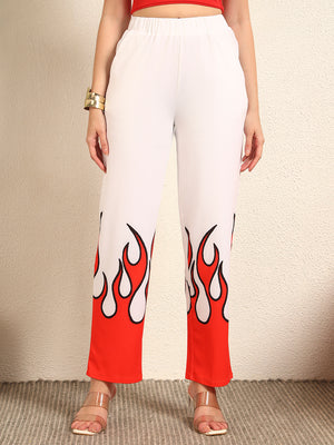 TANDUL Women Striking Flame-Emblazoned Trouser