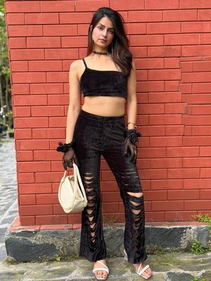 TANDUL  Women Two Piece Dress Black Co-ord Set