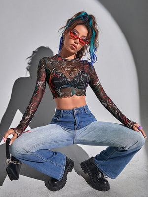 TANDUL  Casual Regular Sleeves Printed Women Multicolor Top