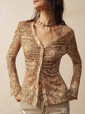 TANDUL  Women Comfort Fit Fit Printed Slim Collar Casual Shirt