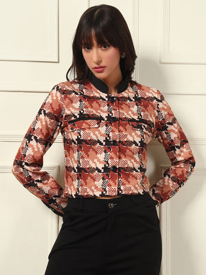 TANDUL  Polyester Houndstooth Coat For Women