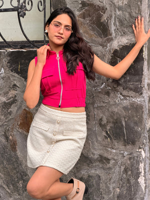 TANDUL Women Chic Fuchsia Pink Top