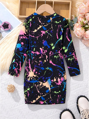 TANDUL  Girls Above Knee Casual Dress  (Multicolor, Full Sleeve)