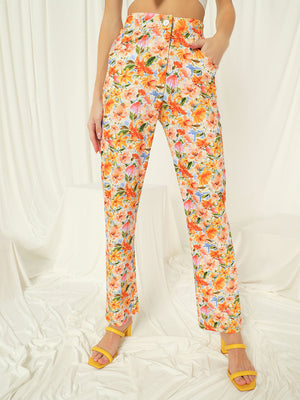 TANDUL  Women Regular Fit Multicolor Lycra Blend Trousers