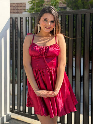 TANDUL Women Pretty Maroon Satin Dress
