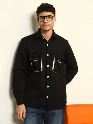TANDUL Men's Stylish Black Quilt Jacket