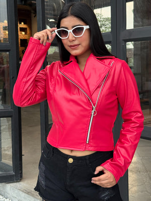 TANDUL Women Stunning Pink Leather Jacket