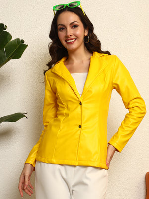 TANDUL Elegant Yellow Women Blazer