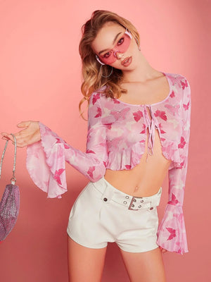 TANDUL  Casual Bell Sleeves Printed Women Multicolor Top