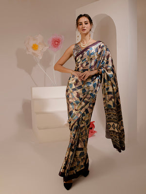 ELTIRE Exquisite Printed Bollywood Style Satin Saree