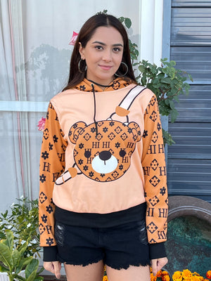TANDUL Women Stylish Bear Printed Hoodie