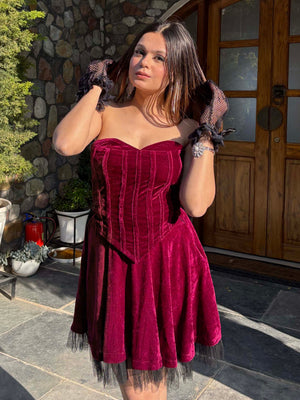 TANDUL Women Elegant Maroon Color Velvet Co-ord Set