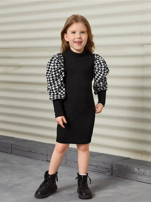 TANDUL Girls Above Knee Casual Dress (Multicolor, Full Sleeve)