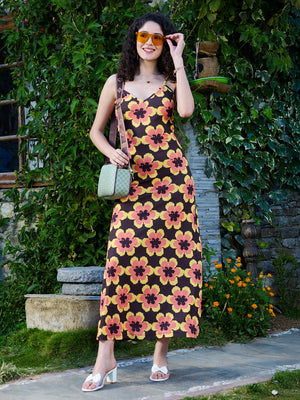 TANDUL Women's Vibrant Floral Printed Dress
