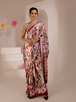 ELTIRE Exquisite Printed Bollywood Style Satin Saree