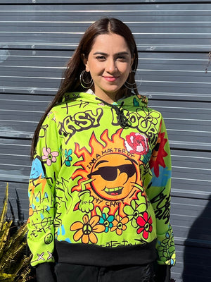 TANDUL Women Vibrant Green Printed Hoodie