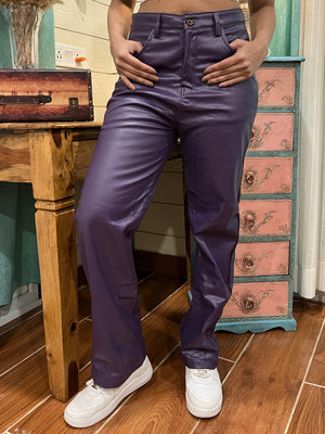 TANDUL Women Regular Fit Blue Faux Leather Trousers