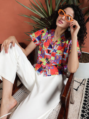 Women Regular Fit Printed  Collared Casual Shirt