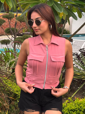 TANDUL Women Pink Jacket Style Top