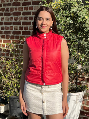 TANDUL Women Red Sleeveless Puffer Jacket