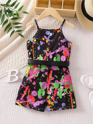 TANDUL  Girls Above Knee Casual Dress  (Multicolor, Sleeveless)