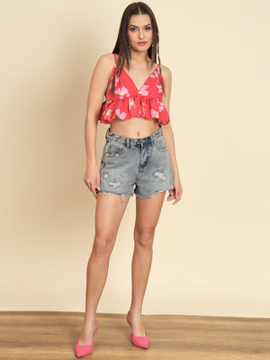 MAZIE  Casual Sleeveless Printed Women Multicolor Top