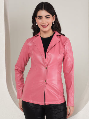 TANDUL  Leather Solid Coat For Women