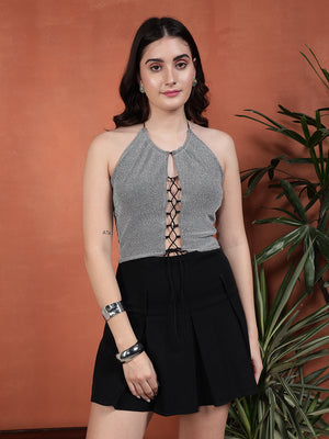 TANDUL Casual Silver Women Top