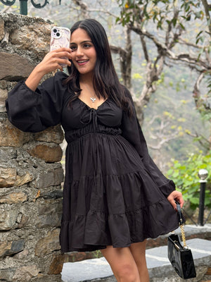 TANDUL  Women Fit and Flare Black Dress