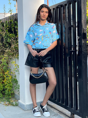 TANDUL Women Skyblue Printed Shirt