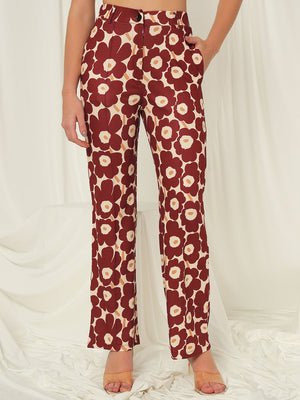 TANDUL  Women Regular Fit Maroon Lycra Blend Trousers