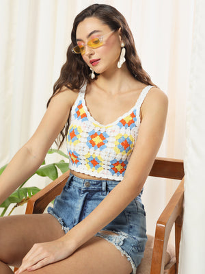 TANDUL  Casual Sleeveless Printed Women Multicolor Top