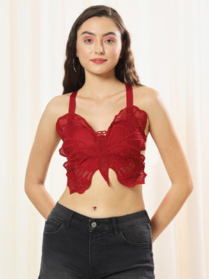 TANDUL  Casual Sleeveless Solid Women Maroon Top