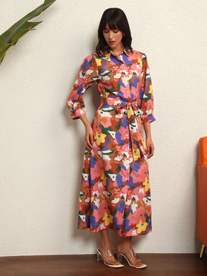 TANDUL Multicolor Floral Printed Long Dress