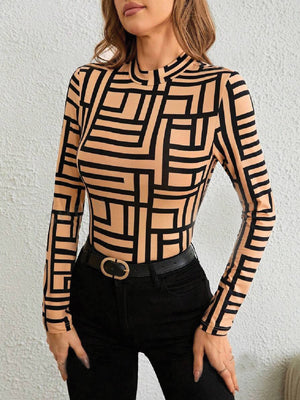 TANDUL  Casual Regular Sleeves Printed Women Beige Top