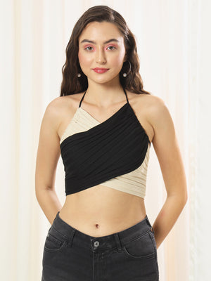 TANDUL  Casual Sleeveless Solid Women Black Top
