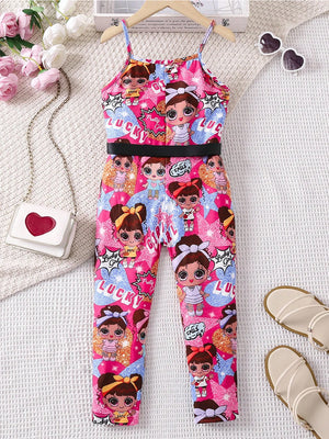 TANDUL Dungaree For Girls Casual Printed Polyester  (Multicolor, Pack of 1)