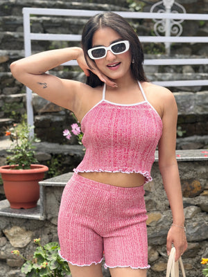 TANDUL Women Chic Pink Knitted Co-ord Set