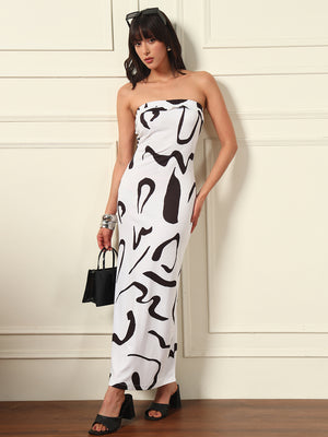 TANDUL Women White and Black Printed Dress