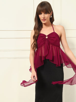 TANDUL Purple Ruffle Detailed Top