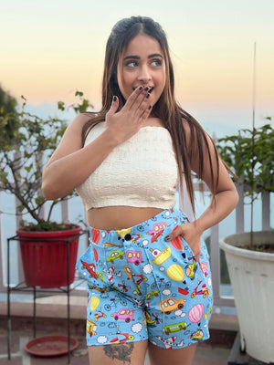 TANDUL Women Skyblue Printed Shorts