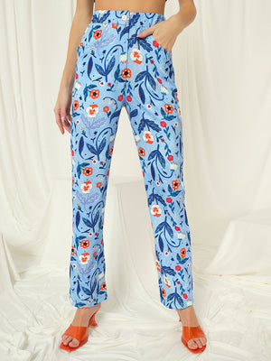 TANDUL  Women Regular Fit Light Blue Lycra Blend Trousers