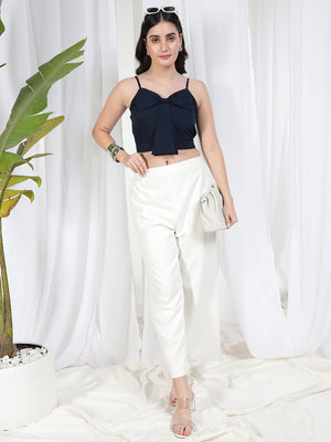 Casual Sleeveless Solid Women Blue Top
