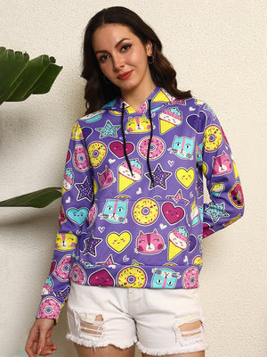 TANDUL Women Purple Printed Hoodie