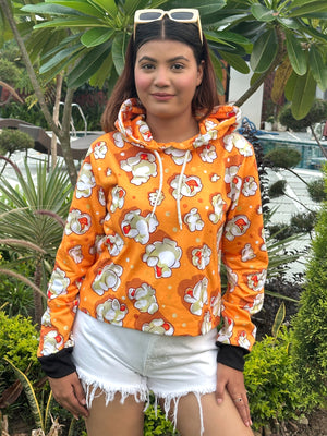 TANDUL Women Yellow Printed Hoodie
