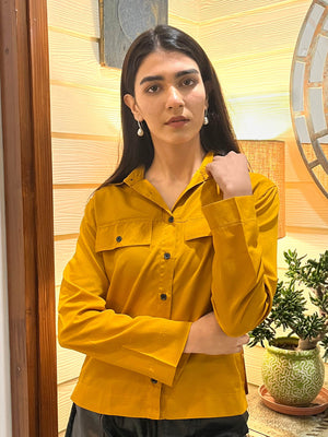 TANDUL Full Sleeve Solid Yellow Women Shirt