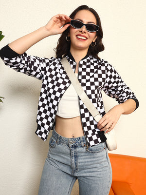 TANDUL Women Stylish Checkered Fleece Jacket