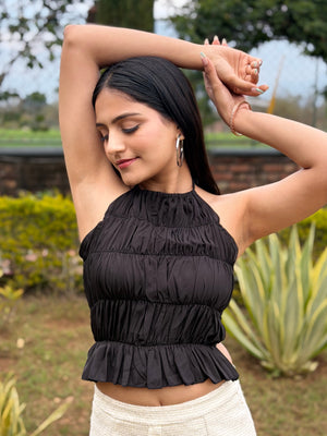 TANDUL Women Elegant Black Crop Top