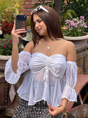 TANDUL Women White Georgette Top