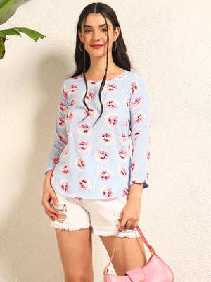 TANDUL  Casual Regular Sleeves Floral Print Women Multicolor Top